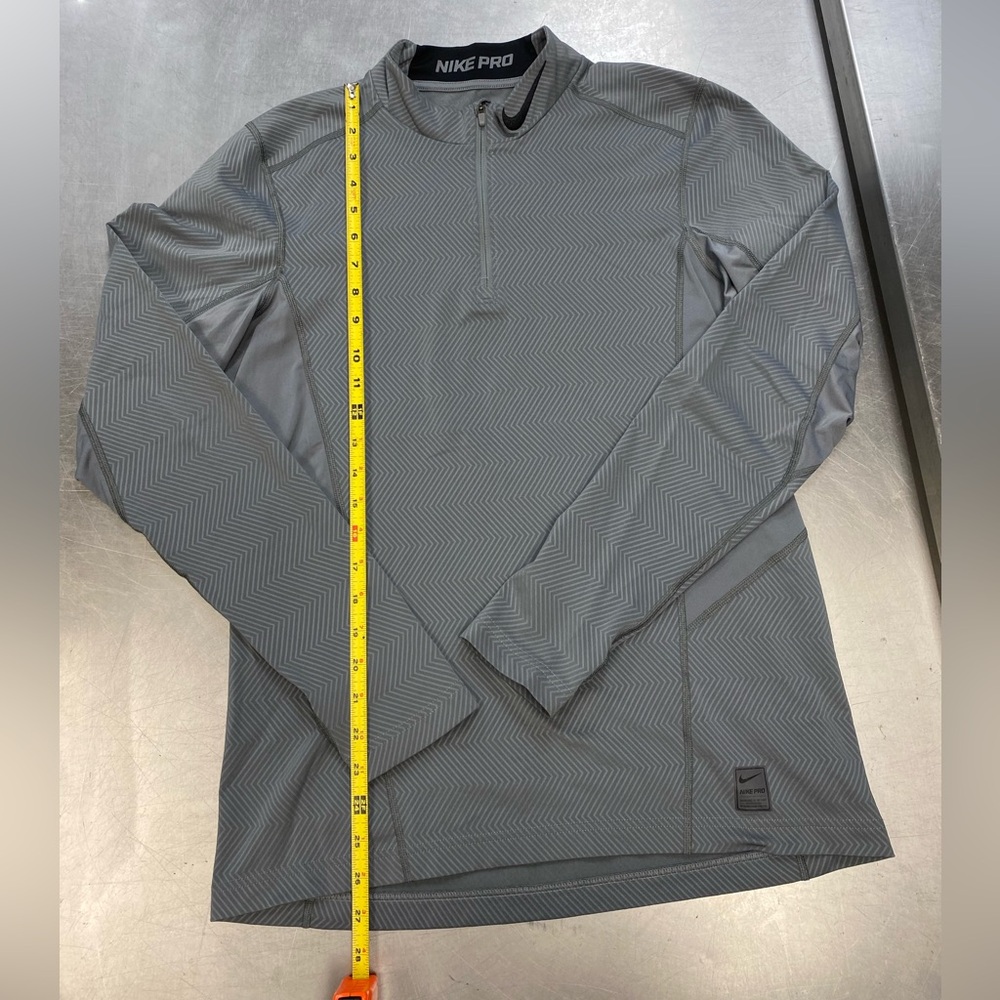 Nike Pro Combat 1/4 Zip Pullover Mens Medium Dri-Fit Hyperwarm Lite Fitted Gray